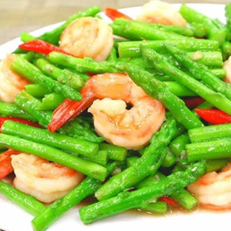 หน่อไม้ฝรั่งผัดกุ้ง