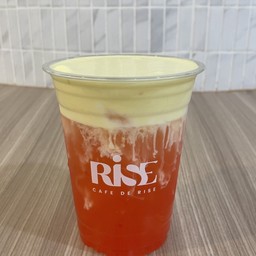 Fresh Strawberry Juice With Mango Whipped Cream