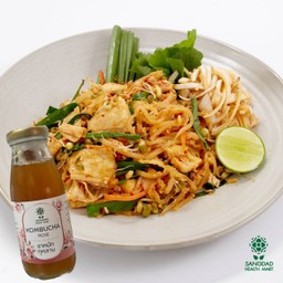 Set ผัดไทยเส้นมะละกอ+ชาหมักกุหลาบ