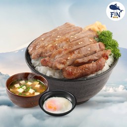 ข้าวหน้าหมูเทอริยากิ+ไข่ออนเซ็น+ซุป