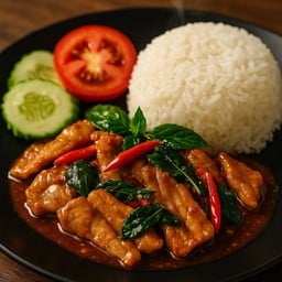 ข้าวกะเพราหมูชิ้น