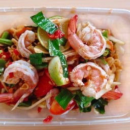 ตำมาม่าปลาร้าโคตรนัวกุ้งสุก