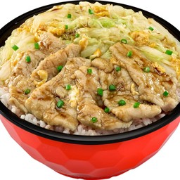 ชาบูหมูผัดแห้งซอสคุโร (เสิร์ฟพร้อมข้าวญี่ปุ่น)