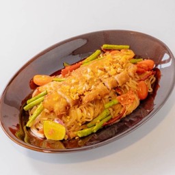 ตำเส้นเล็กปลาร้า (สามชั้นทอด)