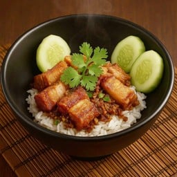 ข้าวหมูกรอบกระเทียมพริกไทย