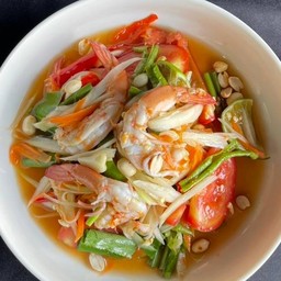 ส้มตำปลาร้่ากุ้งสดl somtam Green Papaya Salad