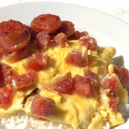 ไข่ข้นกุนเชียงราดข้าว