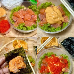 สลัดแซลมอน ไข่กุ้ง ซอสมาโย