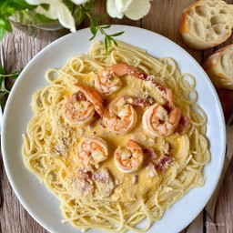 สปาเก็ตตี้ คาโบนาร่า _กุ้ง