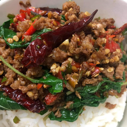 กะเพราหมูสับหมาล่าชาลิ้น