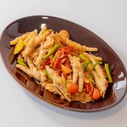 ตำเส้นเล็กปลาร้า (ตีนไก่)