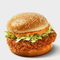 เบอร์เกอร์ไก่กรอบ  ไม่เผ็ด+เฟรนฟราย