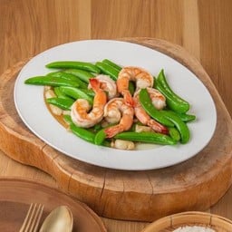 ผัดถั่วลันเตาหวานกุ้ง