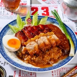 ข้าวหมูแดง+หมูกรอบ