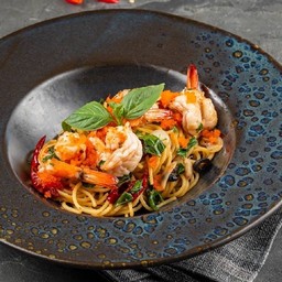 สปาเกตตีพริกแห้งกุ้ง&ไข่กุ้ง