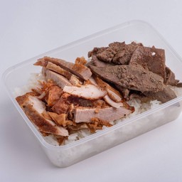 ข้าวหมูทอด + ตับ กล่องละ