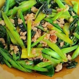 ผัดคะน้าราดข้าว