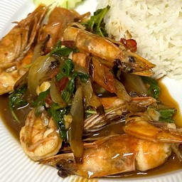 ข้าวกะเพรากุ้ง Pad Kra Pao Shrimp