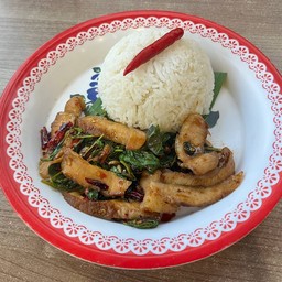 กะเพราคอหมูย่าง