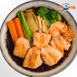 ข้าวหน้าแซลมอนเทริยากิ + ซุปมิโซะ