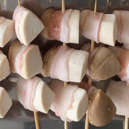 เห็ดออรินจิพันหมูสามชั้น