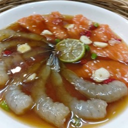 แซลม่อนดอง+กุ้งดอง