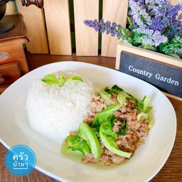 ข้าว ผัดยอดคะน้า (เจ)