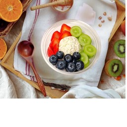 D.I.Y กรีกโยเกิร์ต 1 scoop เลือกผลไม้หรือ Topping ได้3 อย่าง (แถมน้ำผึ้ง)