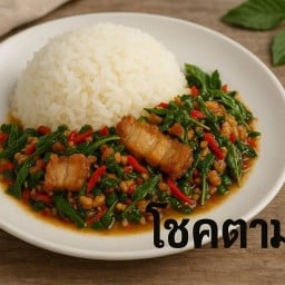 ครัวคุณโชค ตามสั่งกระเพราหมู กรอบ หมูทอด