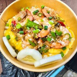 ข้าวไข่ข้นกุ้งผัดพริกขี้หนู