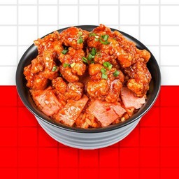 ข้าวผัดกิมจิและแฮมไก่ทอด