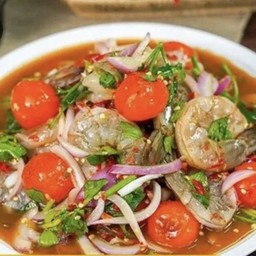 520 ยำกุ้งสดไข่แดงเค็ม ปลาร้า