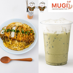 [Set มูกิอิ่มคู่น้ำ B] ข้าวหน้าหมูทอด + เครื่องดื่ม 50 บาท