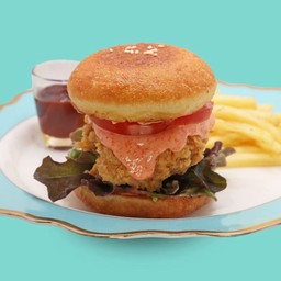 Mentaiko Mayo Fried Chicken Burger