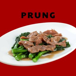 ข้าวคะน้าฮ่องกงเนื้อหมักน้ำมันงา