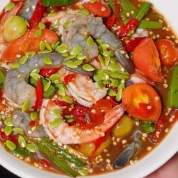ตำเหลากุ้งสุก+กุ้งสด