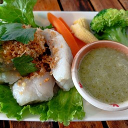 เนื้อปลากะพงขาวลวกจิ้ม