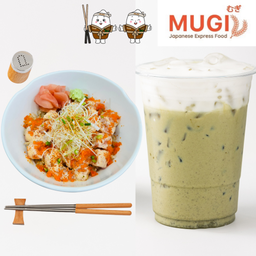 [Set มูกิอิ่มคู่น้ำ I] ข้าวหน้าปลาแซลมอนสไปซี่มาโย + เครื่องดื่ม 50 บาท