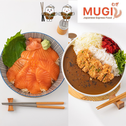[Set มูกิสุดคุ้ม I] ข้าวหน้าปลาแซลมอน+ข้าวแกงกะหรี่หมูคัตสึ