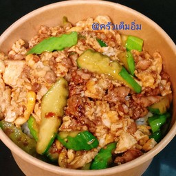 แตงผัดไข่หมูสับราดข้าว