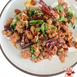 กะเพราคั่วแห้งหมูสับ (100 กรัม)