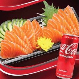 [อร่อยซ่ากับโค้ก] แซลมอน ซาซิมิ 200 กรัม x Coke 325 ml.