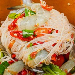 Papaya Salad With Rice Noodles And Fresh Shrimp