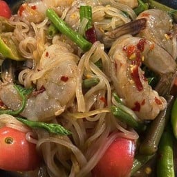 ตำเส้นเล็ก ปูปลาร้า กุ้งสด