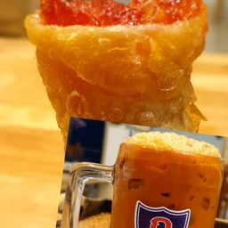 ชาชักเล็ก+โรตีม้วนเเยมสตอเบอรี่.