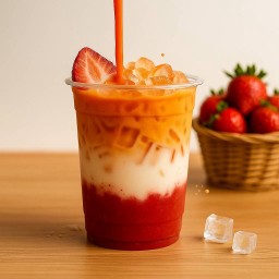 ชาไทย  สตรอเบอรี่ นมสด