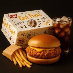 คอมโบ เบอร์เกอร์ไก่ต้นตำรับ + เฟรนช์ฟรายส์ + โค้กเย็นซ่า