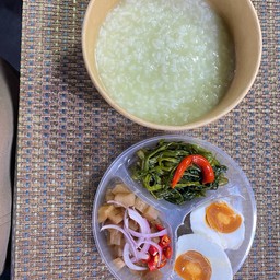 ข้าวต้มกุ้ย+ยำไชโป้ว+ไข่เค็ม