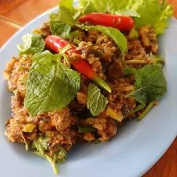 [อร่อยซ่ากับโค้ก] ลาบปลาดุก +  โค้ก ออริจินัล (ขวด)