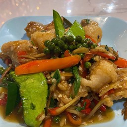 ปลาเก๋าผัดฉ่า(จาน)